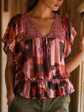 Chiffon Lace Printed Blouse (0261)